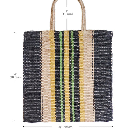 Dora Jute Tote Bag - Multi Navy-3