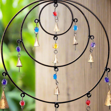 Triple Circle Chime with beads and bells-3