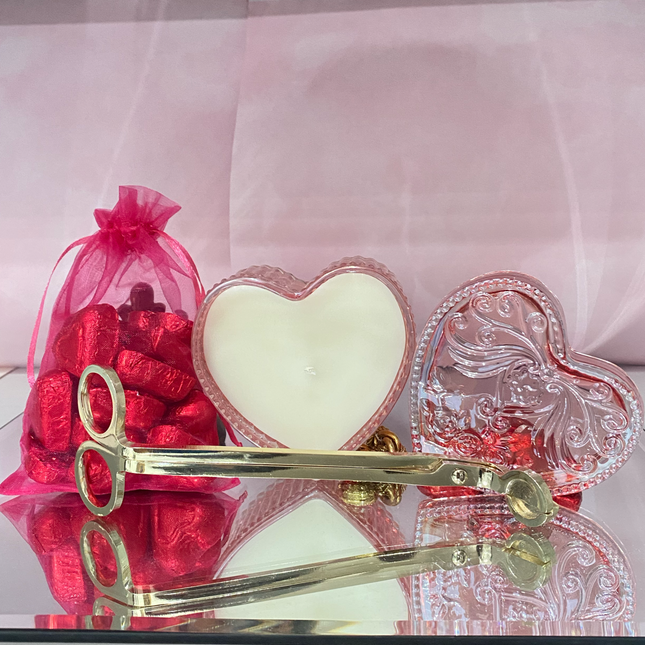 Dozen Roses Scent Luxury Candle Heart Shape Glass Reusable Container-0