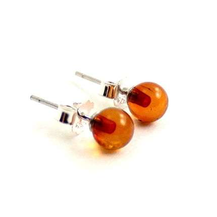 ERP-3SS Amber Stud Cognac Earrings With Silver-0