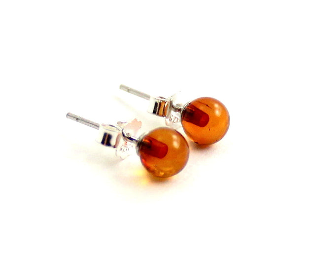 ERP-3SS Amber Stud Cognac Earrings With Silver-0