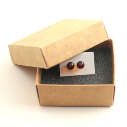 ERP-3SS Amber Stud Cognac Earrings With Silver-1