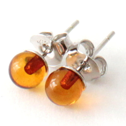 ERP-3SS Amber Stud Cognac Earrings With Silver-2