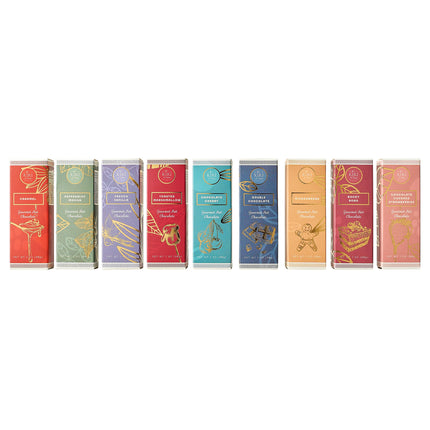 Kiri & Sons Hot Chocolate Gourmet Gift Set of 9 | 28G Per Flavor, 9 OZ Total | Flavors Include Caramel, Peppermint Mocha, French Vanilla, Gingerbread and More, Comes in Gift Box with Gold Bow-1
