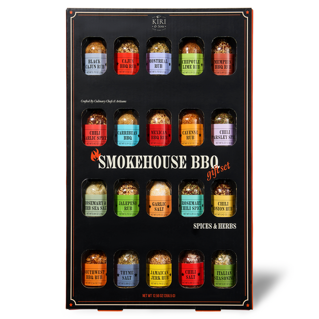 Smokehouse BBQ Gourmet Grilling Spice Set | 20-Set | Glass Bottle Seasonings, Grill Seasoning Flavors Include Caribbean, Jamaican Jerk, Jalapeno Rub, Montreal, Cajun Chili Garlic & More-0