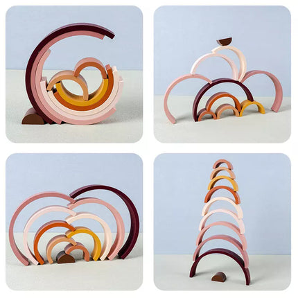 Rainbow Wooden Arch Bridge Stacking Toy-1