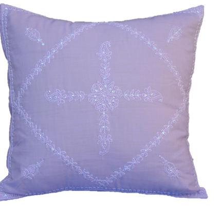 Hand Embroidered Sequins Decorative Lavender  throw Pillow-1
