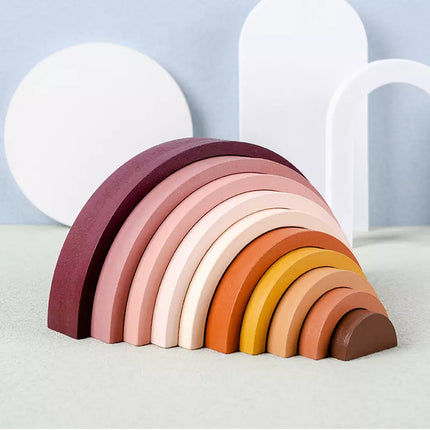 Rainbow Wooden Arch Bridge Stacking Toy-2