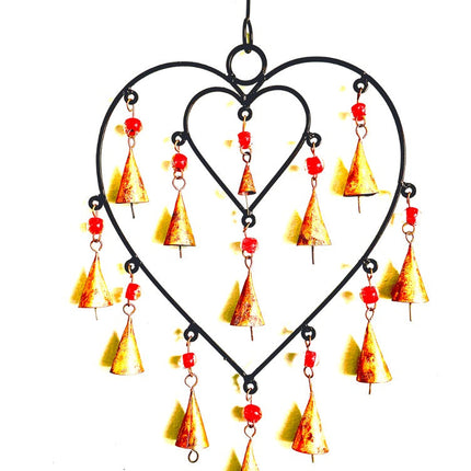 Heart Chime sacred space home decor hanging brass bells-0