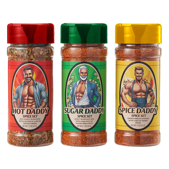 Spice Rub BBQ Gift Set - Hot Daddy, Sugar Daddy, Spice Daddy Barbecue Seasoning - Sweet, Spicy Gift for Him, Her - Fathers Day Dad Gifts Christmas Stocking Stuffers for Housewarming, Kitchen, Cooking-0