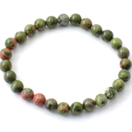 Stretch Bracelet With Unakite Green Gemstones-0