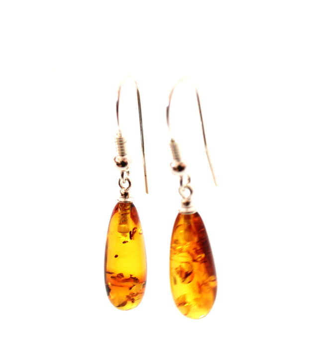 EDP-3D Drop Earrings With Amber Cognac and Silver-0