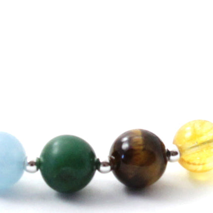 Amber Adult Bracelets With Silver and Chakra Gemstones-2