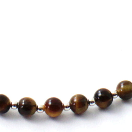Tiger Eye Minimalist Anklet With Silver-2