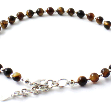Tiger Eye Minimalist Anklet With Silver-3