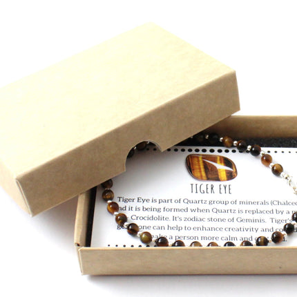 Tiger Eye Minimalist Anklet With Silver-1