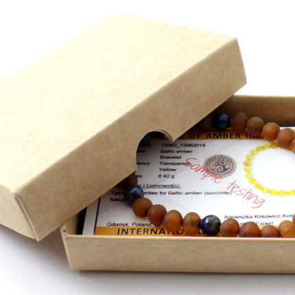 Unpolished Amber Stretch Bracelets With Gemstones-1