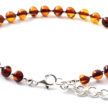 Amber Cognac Women's Anklet Made With Silver-2