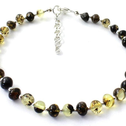 BAAP-SS5 Amber Adjustable Adult Green Anklet Made With Silver-0