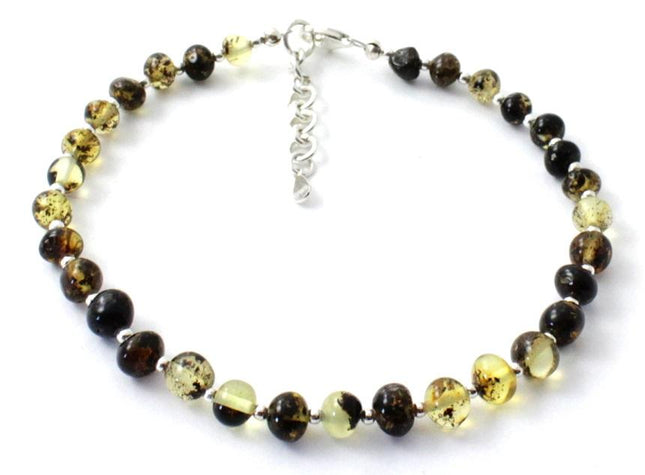 BAAP-SS5 Amber Adjustable Adult Green Anklet Made With Silver-0