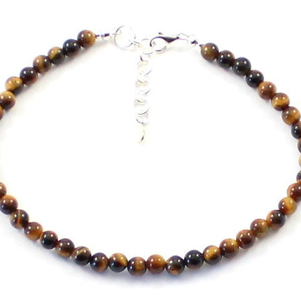 Tiger Eye Minimalist Anklet With Silver-5
