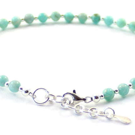 Amazonite Minimalist Green Anklet With Silver-2