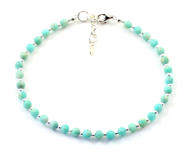 Amazonite Minimalist Green Anklet With Silver-0