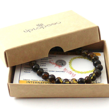 Amber Polished Green Stretch Bracelet for Men-1