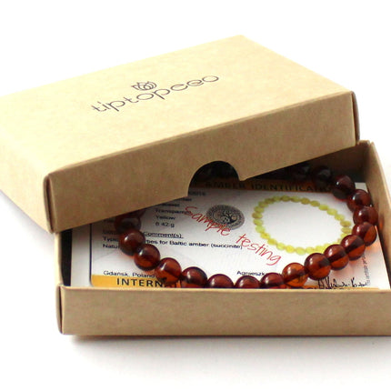 Amber Polished Cognac Stretch Bracelet for Adults-1