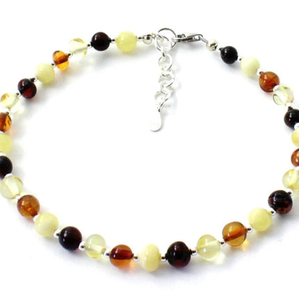 Baltic Amber Multicolor Anklet Made With Silver-0