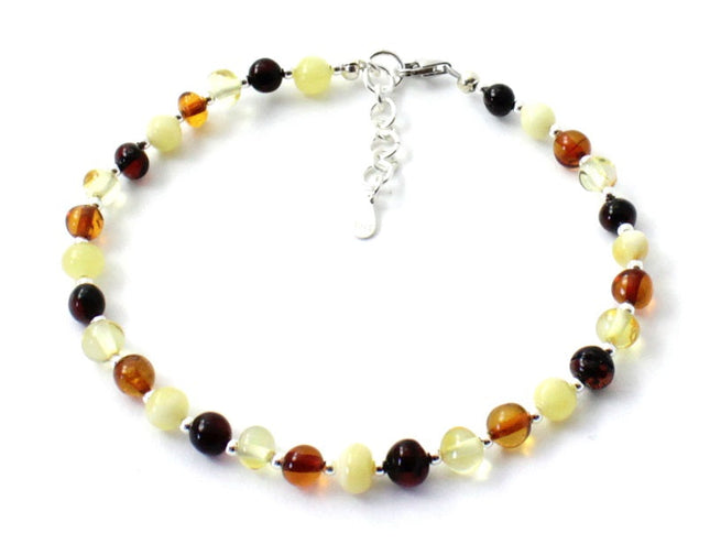 Baltic Amber Multicolor Anklet Made With Silver-0