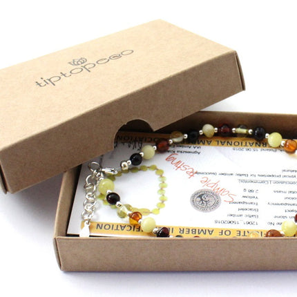 Baltic Amber Multicolor Anklet Made With Silver-1