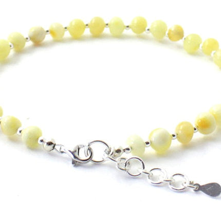 Amber Milky Anklet Made With Sterling Silver-2