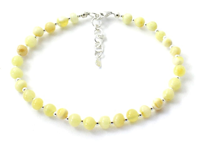 Amber Milky Anklet Made With Sterling Silver-0