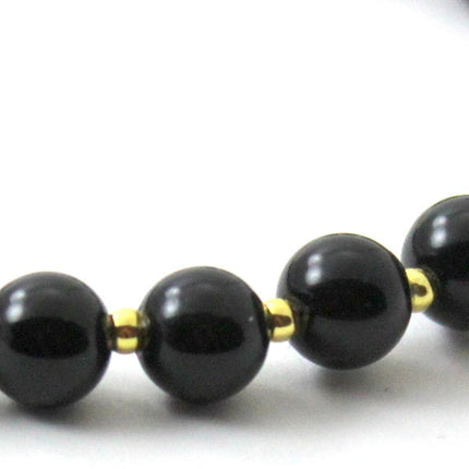 Obsidian Black Bracelet With Silver Beads-3