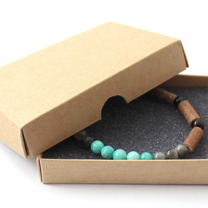 Amber Cherry Stretch Bracelet With Amazonite, Labradorite and Hazelwood-1
