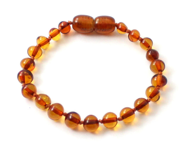 Amber Cognac Polished Knotted Anklet Bracelet-0