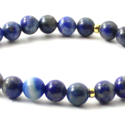 Stretch Bracelets With Silver and Blue Lapis Lazuli-1