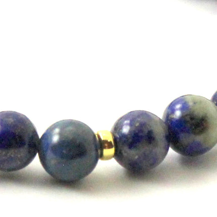 Stretch Bracelets With Silver and Blue Lapis Lazuli-2