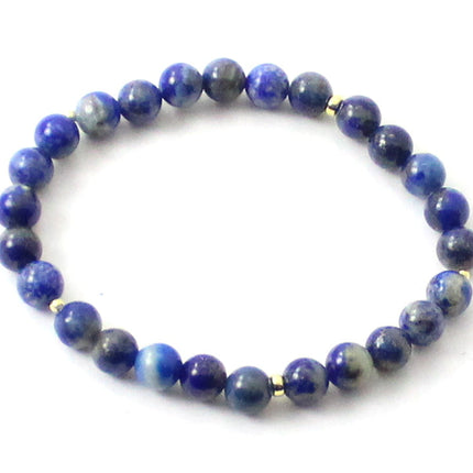 Stretch Bracelets With Silver and Blue Lapis Lazuli-0