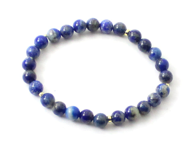 Stretch Bracelets With Silver and Blue Lapis Lazuli-0