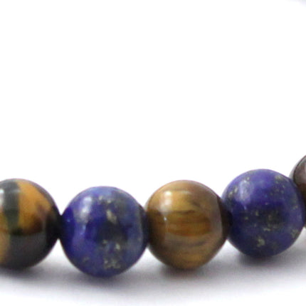 Amber Raw Black Cherry Stretch Bracelet With Tiger Eye and Gems-2