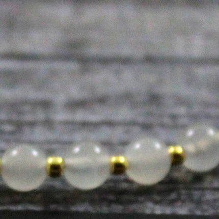 Moonstone Minimalist White Anklet With Silver-2