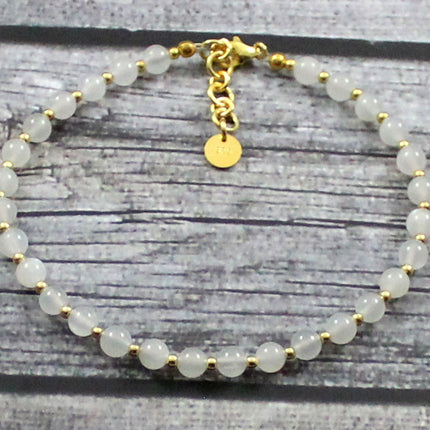 Moonstone Minimalist White Anklet With Silver-0