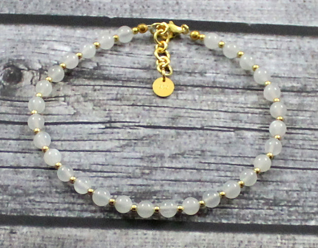 Moonstone Minimalist White Anklet With Silver-0