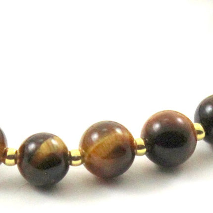 Tiger Eye Brown Bracelet With Silver Beads-2