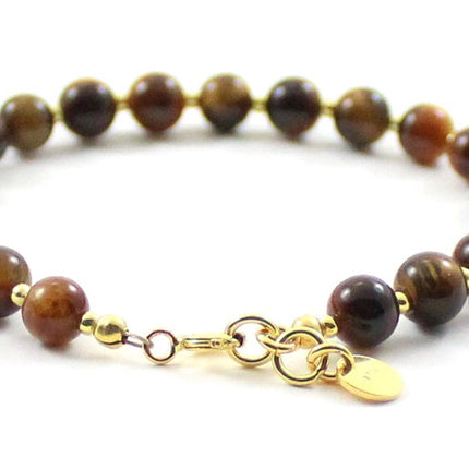 Tiger Eye Brown Bracelet With Silver Beads-3