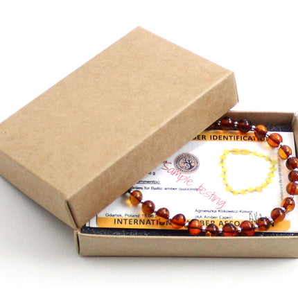 Amber Cognac Women's Anklet Made With Silver-1