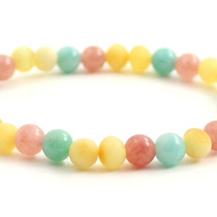 Amber Raw Butter Stretch Bracelet With Sunstone and Green Amazonite-2
