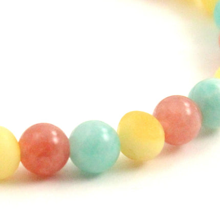 Amber Raw Butter Stretch Bracelet With Sunstone and Green Amazonite-3